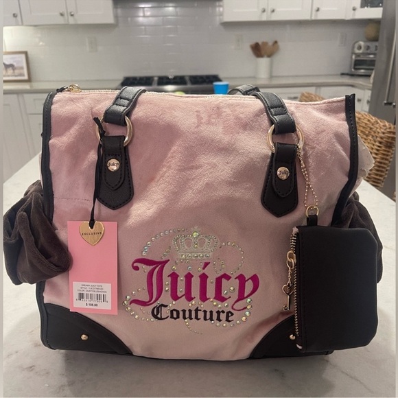 JUICY COUTURE DREAMY TOTE! Chocolate and pink!!!! New!! - Picture 1 of 8